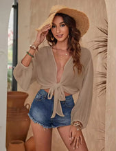 Load image into Gallery viewer, Bare Breeze Tie Blouse
