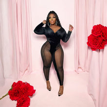 Load image into Gallery viewer, Hearts On Deck Mesh Velvet Jumpsuit