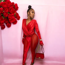 Load image into Gallery viewer, Hearts On Deck Mesh Velvet Jumpsuit