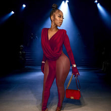 Load image into Gallery viewer, Hearts On Deck Mesh Velvet Jumpsuit