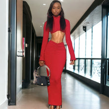 Load image into Gallery viewer, Paint the Town Red Ruched Skirt Set
