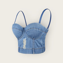 Load image into Gallery viewer, Go FKN Crazy Denim Corset

