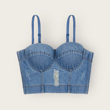 Load image into Gallery viewer, Go FKN Crazy Denim Corset
