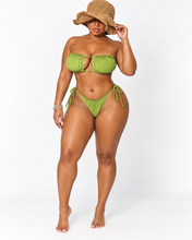 Load image into Gallery viewer, Yacht Me Green Ruched Bikini
