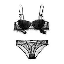 Load image into Gallery viewer, Angel Lace Pushup Bra &amp; Panty (Black)
