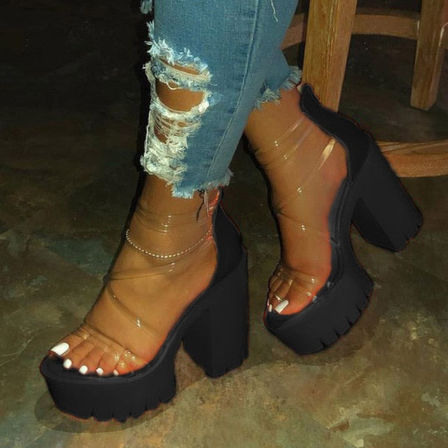 Turn Up Chunky Heel Sandals