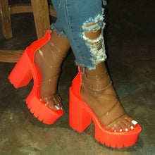 Load image into Gallery viewer, Turn Up Chunky Heel Sandals
